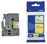 Лента Brother 12mm суперклейка, черный на желтом.