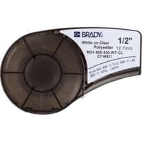 Лента для принтера этикеток Brady полиэстер, 12.7mm/6.4m. белый на прозрачном (M21-500-430-WT-CL)