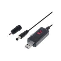 Адаптер Dynamode KWS-912V, Black, перехідник із USB 5V на DC 9V або 12V, 5.5*2.1 мм (у комплекті перехідник на 3.5*1.35 мм), LED індикатор, 0.8 м