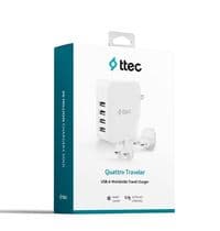 Мережевий зарядний пристрій Ttec Quattro Traveler 4хUSB 5.1A/25Вт White (2SC02BUK)