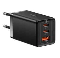 Мережевий зарядний пристрій Baseus GaN5 Pro Fast Charger 2C+U 65W Black w/Type-C to Type-C (CCGP120201)