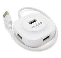 Концентратор USB 2.0 VEGGIEG 4 порти, 480Mbts, живлення від USB, White, 0,3m, Box (V-U2407)