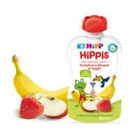 Дитяче пюре HiPP HiPPiS Pouch Яблуко-полуниця-банан, 100 г (9062300133759)