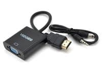 Конвертер HDMI (папа) на VGA (мама) VEGGIEG H-V2B + Audio, 25cm, Black (YT-C-H-V2B)