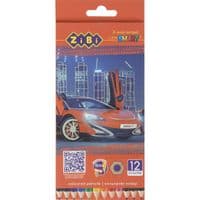 Олівці кольорові ZiBi Car шестигранні 12 кольорів (ZB.2446)