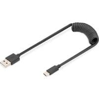 Кабель DIGITUS USB 2.0 (AM/CM) spiral 0.32-1.0m, black