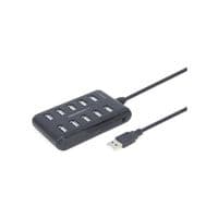 Хаб на 10 портів USB 2.0, пластик, чорний