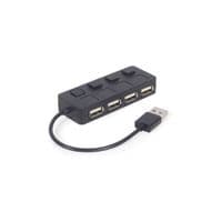 Хаб на 4 порти USB 2.0, з вимикачами, пластик, чорний