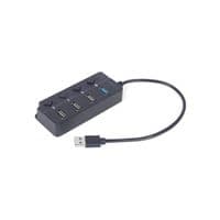 Хаб на 4 порти (1xUSB3.1 + 3xUSB2.0), з вимикачами, пластик, чорний