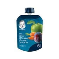 Детское пюре Gerber Яблоко Слива Морковь 90 г (7613036345903)