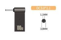 Адаптер PD 100W USB Type-C DC-Male Jack 3.0x1.1 mm – для подзарядки ноутов ACER, SAMSUNG