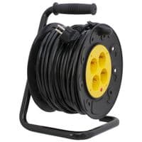 Удлинитель сетевой 40 м, Patron, на катушке, 4 розетки, 10A, ручка, 3x2.5 мм², заземление, фиксатор вращения (PN-CAB-REL-40-4)