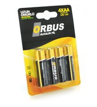 Батарейка AA (LR6), щелочная, ORBUS, 4 шт, 1.5V, Blister