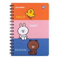 Блокнот Yes Line Friends А5 80 листов двойная спираль с резинкой Линия (151770)