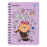 Блокнот Yes Line Friends Choco А5 80 листов двойная спираль с резинкой Линия (151771)