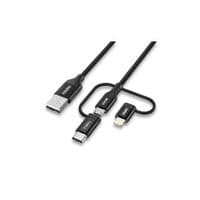 Кабель USB 2.0, MFI, AM-папа/Lightning/Micro/Type-C USB, 1.2 м