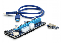 Райзер RX-riser-008 PCI-EX, x1=>x16, 4-pin/6-pin/Sata, USB 3.0 AM-AM 0,6 м (красный), конденсаторы UER, пакет (PCE164P-N04/VER 008S)