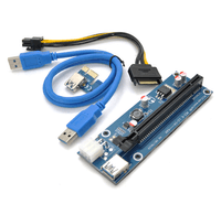 Райзер PCI-EX, x1=>x16, 6-pin, SATA=>6Pin, USB 3.0 AM-AM 0,6 м (синий), конденсаторы 270, пакет (VER 009S/270)
