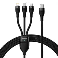 Кабель Baseus Flash Series Ⅱ One-for-three Fast Charging Cable Type-C to M+L+C 100W 1.5m Black