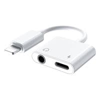 Адаптер Remax RL-LA07 Concise 2-in-1 Lightning(M) на 3,5 мм miniJack(F)/Lightning(F), белый (6972174150536)