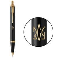 Ручка шариковая Parker IM 17 UKRAINE Black GT BP Трезубец ВСУ (22032_T039y)