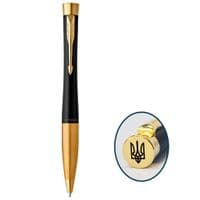 Ручка шариковая Parker URBAN 17 UKRAINE Muted Black GT BP Трезубец на торце (30035_TR)