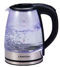 Електрочайник Liberton LEK-6809 White, 1500W, 1.8л, скло+нерж.сталь, дисковий, індикатор рівня води, захист від перегріву, відключення за відсутності води