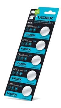 Батарейка CR2016, литиевая, Videx, 5 шт, 3V, Blister