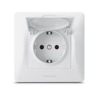 Розетка Videx BINERA 1ая із заземленням і кришкою (VF-BNSK)