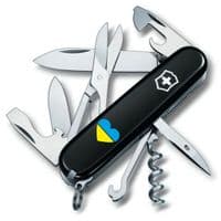 Нож Victorinox Climber Ukraine Black "Сердце желто-голубое" (1.3703.3_T1090u)