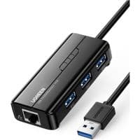 Док-станція USB3.0 --> USB 3.0x3/RJ45 Gigabit Ugreen 20265 Чорна
