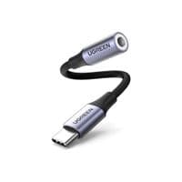 Адаптер для навушників USB-C to 3.5mm M/F 10sm AV161 UGREEN Сірий