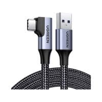 Кабель USB 3.0 Type-C M-M, 1 м, (60W) Чорний, 90°Angle US385 UGREEN