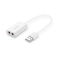Звукова карта USB AUX jack, TRRS (Mic + Ear), ALC4042 15cm Ugreen Біла US205