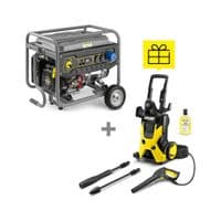Генератор Karcher PGG 6/1 бензиновый, 230В, электростарт, max 5.5кВт, 13л.с., AVR + Минимийка высокого давления Karcher K5, 145 бар, 2.1кВт