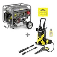 Генератор Karcher PGG 8/3 бензиновый, 380В (+230В), электростарт, max 7.5кВт, AVR + Минимойка высокого давления Karcher K5, 145 бар, 2.1кВт