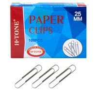 Скрепки никелированные 25 мм, H-Tone, 100 шт, круглые (JJ40304-25)