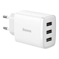 Зарядний пристрій 3xUSB 17W (USB-A) Білий Baseus