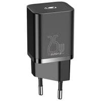 Зарядний пристрій 1xUSB 25W (USB-C) + Cable Type-C  Чорний Baseus