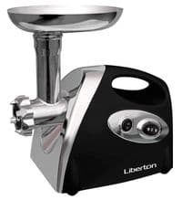 М'ясорубка Liberton LMG-18T02, Black, 1800W, продуктивність 1.2кг/хв, соковитискач для томатів, диски для подрібнення 3/5/7мм, насадка для ковбасок/«кеббе», металевий шнек, реверс, захист від перегріву