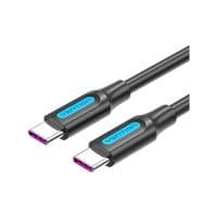 Кабель Vention USB Type-C - USB Type-C TPE Round PD 100W, 5A, 1m, Black (COTBF)