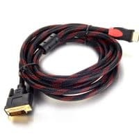 Кабель HDMI - DVI 1.5 м, 2 феррита оплетки круглый, пакет, YT-HDMI(M)-DVI(M)-1.5