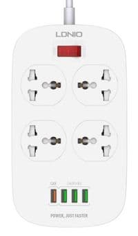 Мережевий фільтр 2 м LDNIO SC4407, 3 Розетки + 4 USB, 2 м, перетин 3х0,75мм, White/Black, Box