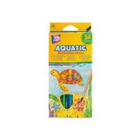 Цветные карандаши Cool For School Aquatic Extra Soft акварельные, с кистью 24 цветов (CF15158)
