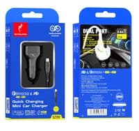 Автомобильное зарядное устройство для SkyDolphin SZ19T PD 20W + QC3.0 20W Black (AZP-000104) + кабель Type-C
