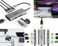 Док-станція Acer 7 in 1, 8K, HDMI, DP, 2xUSB3.2, USB-C, RJ45, 3.5mm AP