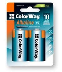Батарейка D (LR20), щелочная, ColorWay, 2 шт, 1.5V, Blister (CW-BALR20-2BL)
