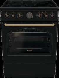 Плита Gorenje электрическая стеклокерамическая, 71л, 60x60см, дисплей, программатор, приготовление с паром, черный матовый