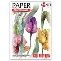 Папір для малювання Santi набір для акварелі Flowers, А4 Paper Watercolor Collection, 18 аркушів, 200г/м2 (130502)