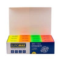 Гумка Buromax NEON, прямокутна 40x35x14 мм, м'який пластик, асорті кольорів (BM.1123)